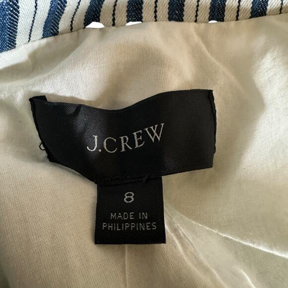 J CREW Willa Blazer Blue White Striped Button Front Jacket Women's Size 8 NWT - Picture 7 of 8